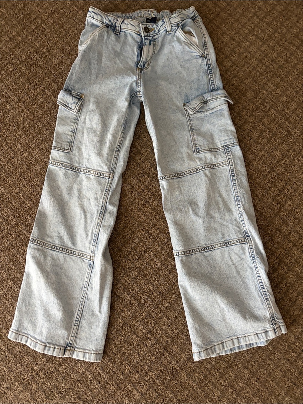 Light Wash kids Cargo Jeans - Casual Wide Leg
